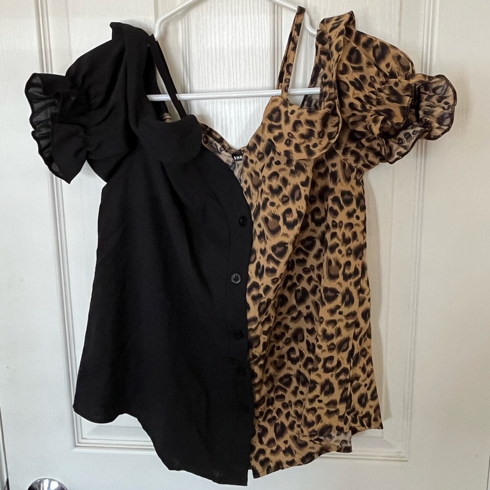 Large - Cold shoulder 2 tone blouse